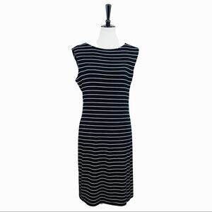 Calvin Klein Women's Black White Stripe Tee Shirt Sleeveless Dress Size 14